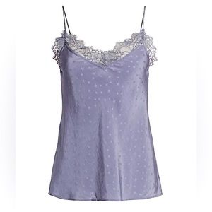 NWT PAIGE 100% silk star print cami with lace trim.
